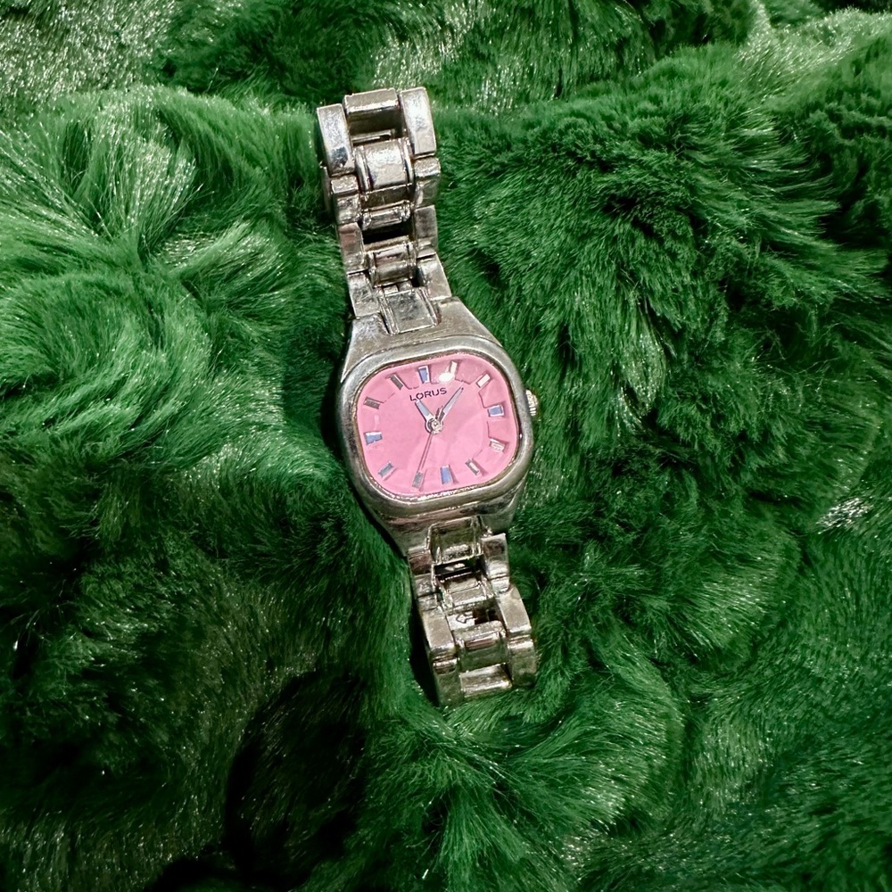 Lorus Silver Watch with Pink Dial